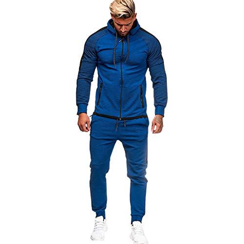 JiaMeng Chándales para Hombre Sudadera con Bolsillo Top Pantalones Conjuntos Traje Deportivo Chándal Sudaderas Top Pantalones Conjuntos Deportivos CháNdal Traje