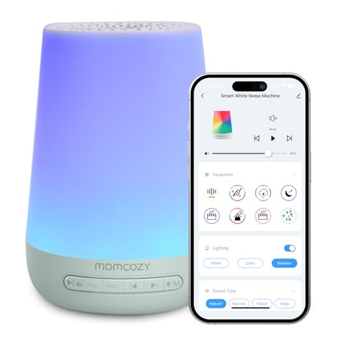 Image of Baby Sound Machine, Momcozy White Noise Machine for Baby Sleeping with Night Light, Toddler Sleep Trainer with 34 Soothing Sounds, Timer, App Remote Control, Personal Sleep Routine(Green)