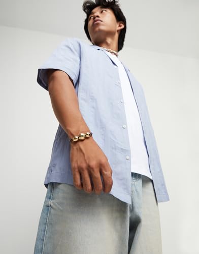 Uno de 50 18K Gold-Plated Beaded Leather Bracelet, Three Bubble Design, Black, Ser Intrepida Collection4