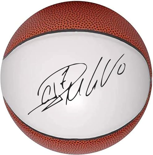Autograph Blank Mini 6 Inch Basketball Without Base | Official Size 1 | Junior Basketball Trophy for Signing with One Large White and 6 Brown Panels - Thumbnail 2