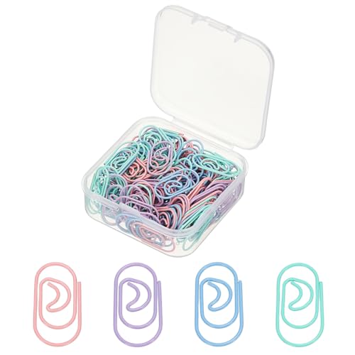 PATIKIL 120pcs Paper Clip, 20mm Mini Moon Paper Clip Cute Metal Clips Rust-Proof Strong Durable Bulk for Office Home, 4 Color