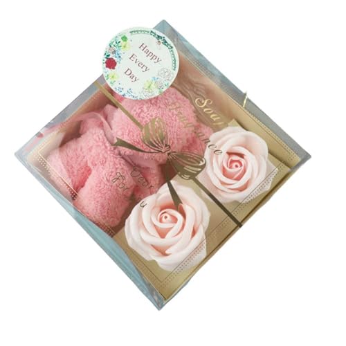 Oso de rosa, regalo para el día de San Valentín para esposa y niñas, juego de oso rojo real preservado de rosas artificiales, pétalos de rosa