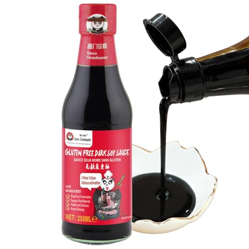 Premium Dunkle Sojasauce Glutenfrei | Natürlich gebraut nach 1400 Jahren Tradition | Ohne Konservierungsstoffe Weizenfrei Non-GMO | Ideal für Wok Schmoren & Marinaden (250 ml) - Sauce Grandmaster