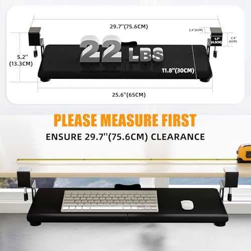 Image of ERGOMAKER Keyboard Tray Under Desk 65x30cm for Typing, Black Carbon Fiber