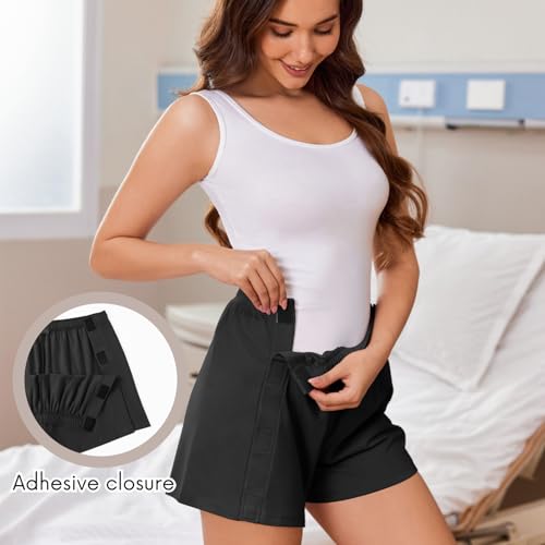 Deyeek Women's Tear Away Shorts Side Split Open Cotton Leg Breakaway Post Surgery Recovery Bottoms2