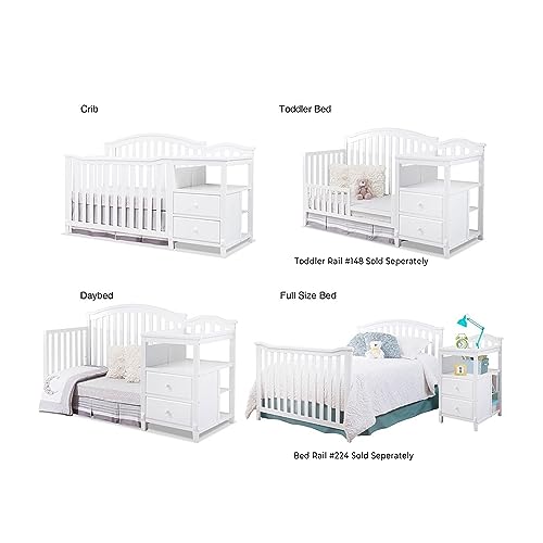 Image of Sorelle Furniture Berkley Crib and Changer with Slat Panel Back Classic -in- Convertible Diaper Changing Table Non-Toxic Finish Wooden Baby Bed Toddler Childs Daybed Full-Size Nursery - White