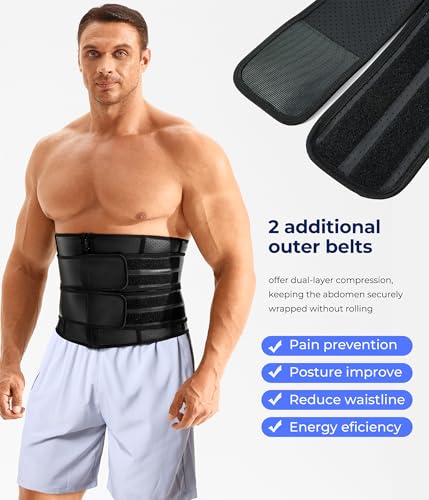 TAILONG Waist Trainer for Men - Sweat Band Trimmer Belt Fajas Para Hombres Stomach Wrap Workout Body Shaper2