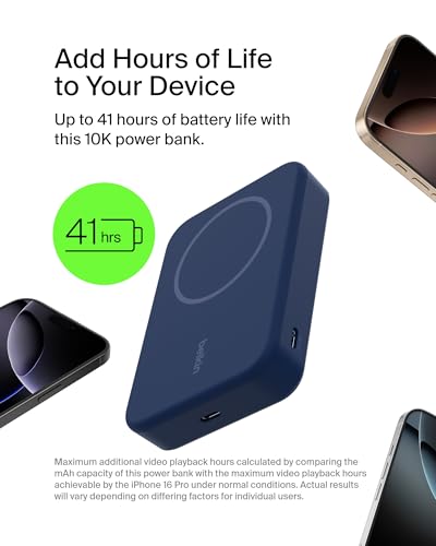 Image of Belkin 10000mAh 15W Qi2 MagSafe Power Bank w /Built-in Kickstand