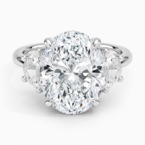 1 Ct-5 Ct Moissanite Engagement Ring Colorless VVS1 10K 14K 18K Solid Gold & 925 Sterling Silver Half Moon Three Stone Anniversary Wedding Bridal Ring Gift for Women4