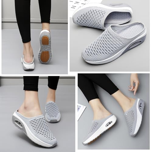 Hatmeo Women Orthopedic Slippers, Women's Woven Orthopedic Breathable Soft Shoes Arch Support, Lightweight Breathable Casual Mesh Slip-On Orthopedic Slippers(Pink,US 7)3