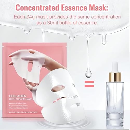 Image of OVIOL Collagen Face Mask Pack of 4 Overnight Pack of 4 Deep Collagen Night Mask Korean Glass Skin Hydrogel Mask for Deep Hydration, Anti-Aging & Pore Minimizing | | Hyaluronic Acid, Niacinamide, Vitamin E (34g)(4 pack)