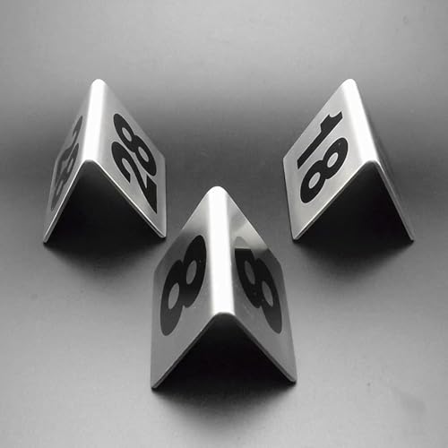 Numéros de table en acier avec police en gras et rangement empilable