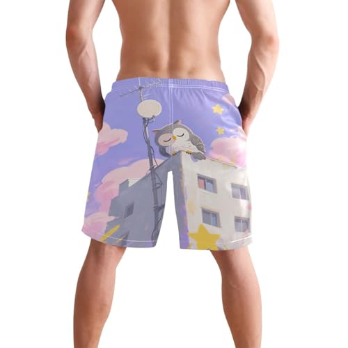 Men's Cute Bird Owl Swim Trunks Shorts Swimwear Beach Board Short Bathing Suits with Pockets2