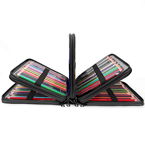 Image of Vomgomfom 200 Slots Pencil Case 4-Layer PU Leather, Handle, Black Flower