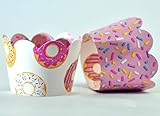 Donut Grow Up Doughnut Cupcake Wrappers for Kids birthday party supplies, two sweet celebrations,...