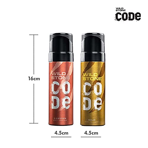 Wild Stone Code Copper & Gold No Gas Body Perfume Combo for Men, Pack of 2 (120 ml each)