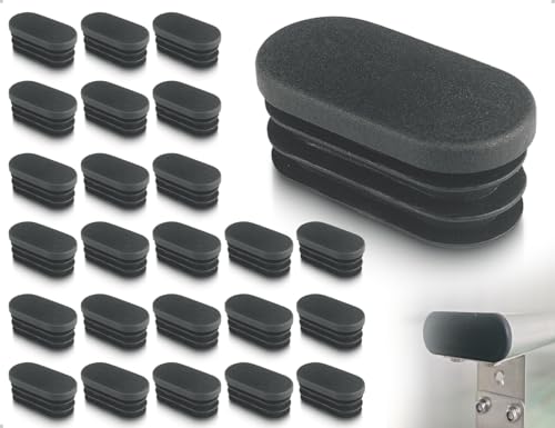 Lhbwhiz 24 pezzi tappi per gambe di sedie,tappi di protezione per mobili in plastica,tappi per coprisedie da tavolo,tappi terminali per tappi scorrevoli,tappi per tubi(ovale,20 * 40 mm,nero)