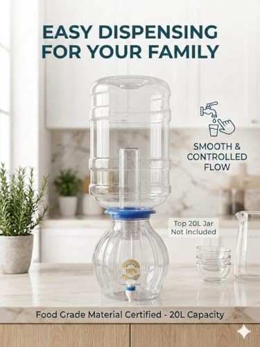 Image of 10 Litre Water Dispenser Jar with Tap | Food Grade Plastic | Leak Proof Spigot | BPA Free Storage Container for Home Kitchen Office (White)