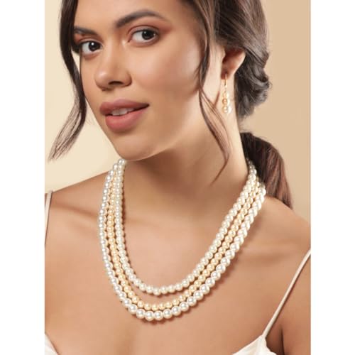 Image of Rubans Pearl Necklace Set Traditional Statement Jewellery Gift for Women & Girls