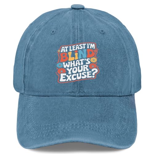 At Least I'm Blinds Men's Cyan Blue Breathable Baseball Cap