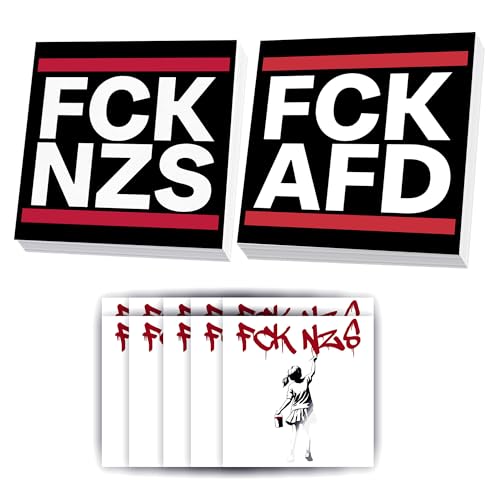 GamesMonkey® - Aufkleber 'FCK AFD' & 'FCK NZS' (50 oder 100 Stück) + Geschenk: 10 bzw. 20 Stück kostenlos