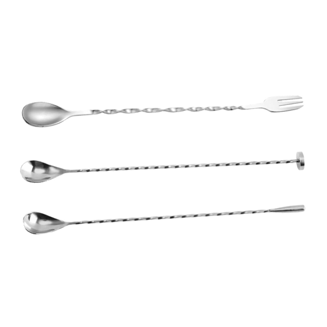 MOLUCKFU 3pcs Stainless Steel Long Bar Spoon Cocktail Coffee Stirrers Long Stirring Spoon Honey Spoon Bartender Mixing Spoon Long Mixing Spoon 304 Stainless Steel Silver re-usable