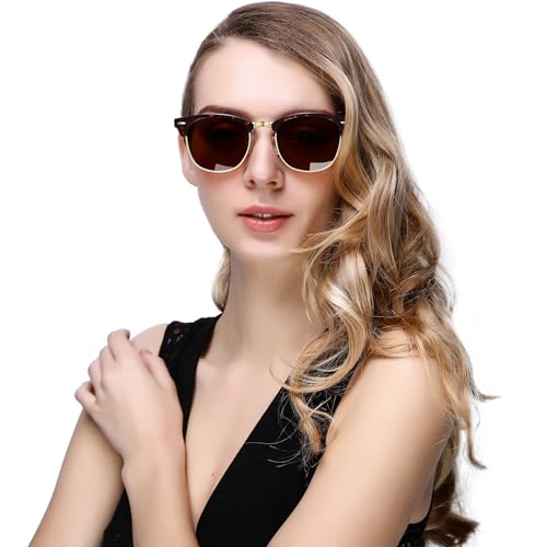KANASTAL Semi Rimless Polarized Sunglasses for Men Women Browline Sun Glasses with UV400 Half Frame Shades 2 Pack2