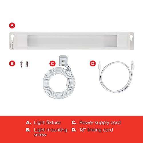 Image of UltraPro 18 Inch Plug in Under Cabinet Light with Soft White 2700K Light | 575 Lumens, Soft White 2700K, Dimmable Under Cabinet Lighting for Kitchen, ETL Listed