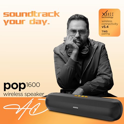 Image of Dubstep Pop1600 Wireless Bluetooth Speaker, 16W with 52mm Driver, Bluetooth 5.4, TWS Pairing, USB /TF Card, Type-C Charging, 10 Hours Playtime, Portable (Black)