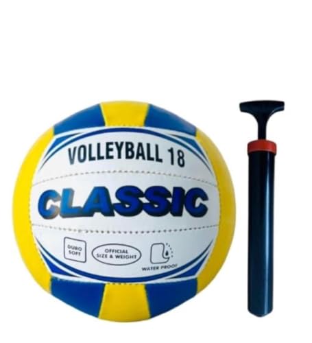 Image of Playzoo Volleyball, Match Ball, 12 Panels, Genuine Leather Pasted, Butyl Threadwounded Bladder, As Per VFI Standard, to Play on All Indoor & Outdoor Surfaces (Size - 4) (Design1)