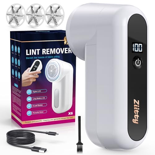 Ziitty Rasoir Anti Bouloche Électrique, Anti Bouloche Vetement, Anti Peluche Rechargeable pour Vêtements Canapés Couvertures Rideaux, Écran LCD, Câble...