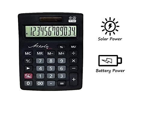 Nikola Works Bulk Premium Desktop Calculator Set Large 12 Digit Tilted Digital Lcd Screen Dual Powered Solar And Battery Operated Standard Function Quiet Keys Operation (6-Pack) - Wholesale Multipack #TOP3