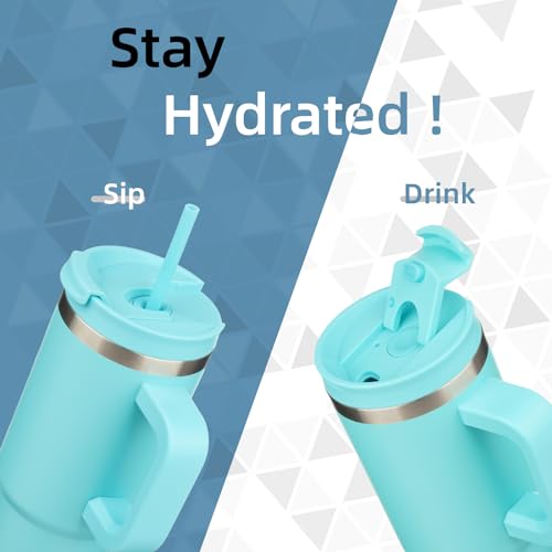 Image of Konokyo 40 oz Insulated Tumbler Water Bottle with Handle, Straw Lid