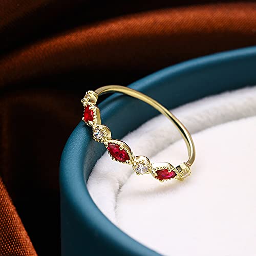 10K 14K Minimalist Ruby Stackable Band Marquise Natural Red Ruby Moissanite Diamond Eternity Wedding Anniversary Milgrain Scallop Stacking Delicate Promise Daily Wear Ring #TOP6