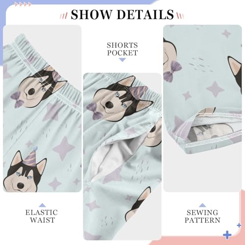 Boys' Pants Funny Husky Dogs Stars Cartoon Long Bottoms Jogger Pants Elastic Waist Trousers with Pockets S-XL4