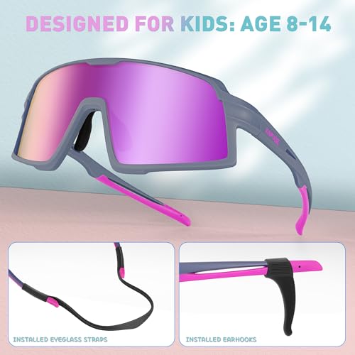 KAPVOE Kids Polarized Sunglasses Youth Baseball Sunglasses for Boys Girls UV400 Sports Softball Running Cycling Glasses K251 — view 6