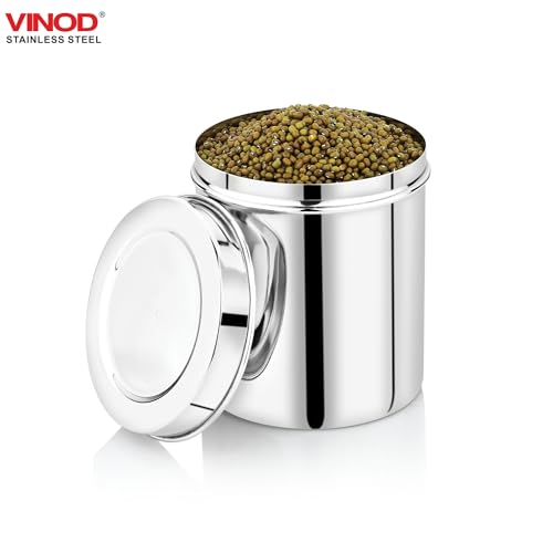 Image of Vinod Stainless Steel Deep Dabba | 4500ml Capacity, 16cm Dia | Food Storage Container for Daily Use | Durable, Rust-Resistant & Easy to Clean | Ideal for Storing Grains & Snacks