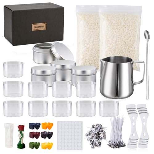 LCPKUTTR Art Candle Making Kit, DIY Candle Making Supplies,Complete Candle Making Kits for Adults with Soy Wax, 6 Colours Candle Dye, Candle Wicks, Tins, Melting Pot and More THD-1210