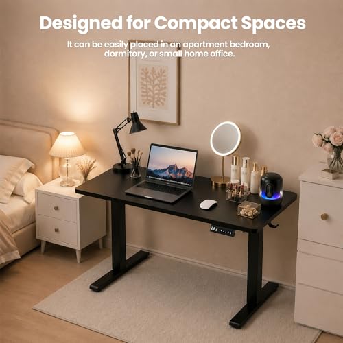 Image of 35 inch x 20 inch Electric Standing Desk, Compact Height Adjustable Desk for Small Spaces, Small Ergonomic Sit Stand Workstation for Home Office Bedroom Apartment (Classic Black)