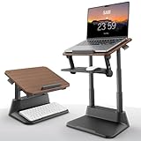SAIJIデスク用スタンディングノートパソコンスタンド、折り畳み式マウスパッド付き安定ラップトップライザー、20.47インチまで高さ4段階調節可能なスタンディングデスク、姿勢の良いMacBookスタンド、フィット13.3-17.3インチノートパソコン ウォルナット