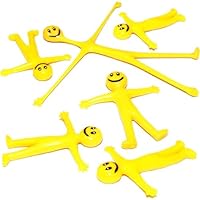 20Pk Yellow Stretchy Men Party Bag Fillers for Kids Birthday Party Unisex Strechy Smile Men Toys Ideal for Classroom Gifts Lucky Dip Prizes Giveaways Pinata Stocking Favours for Boys & Girls