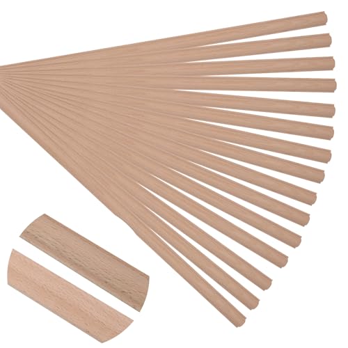 Soengsau 15-Pack 15.75' Unfinished Wood Astragal Trim - Easy to Paint, Cute Decorative Molding DIY Craft for Furniture Frame, Mirror Edge, Wall, Door, Closet, Dresser, Shelf