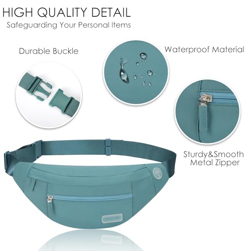 Image of Crossbody Belt Bags Sling Fanny Pack for Men with 4-Zipper Pockets Gifts for Enjoy Sports Festival Workout Traveling Running,Dark Green