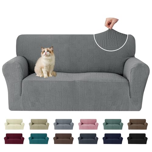 Ystyle Housse de Canapé 2 Places(139-175cm) avec Accoudoirs, Universelle Couvre Canapé Extensible, Sofa Cover Lavable Antidérapante, Housses Meubles Protection pour Chiens et Chats, Gris Clair