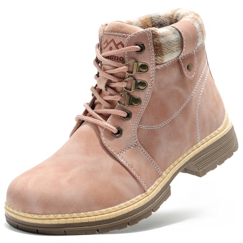 Work Hiking Boots for Women Waterproof - Womens Outdoor Ankle Boots Lightweight Snow Winter Shoes for Trekking Walking 6, Pink