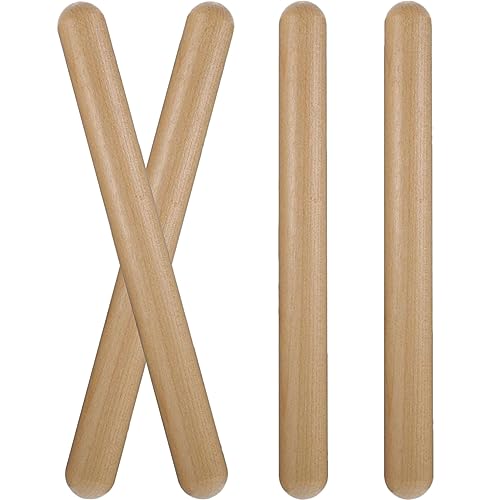 Yardwe 4pcs Rhythm Sticks for Safe Percussion Instruments Enhance Motor Skills for Music Play and Group Activities Natural Wood Construction