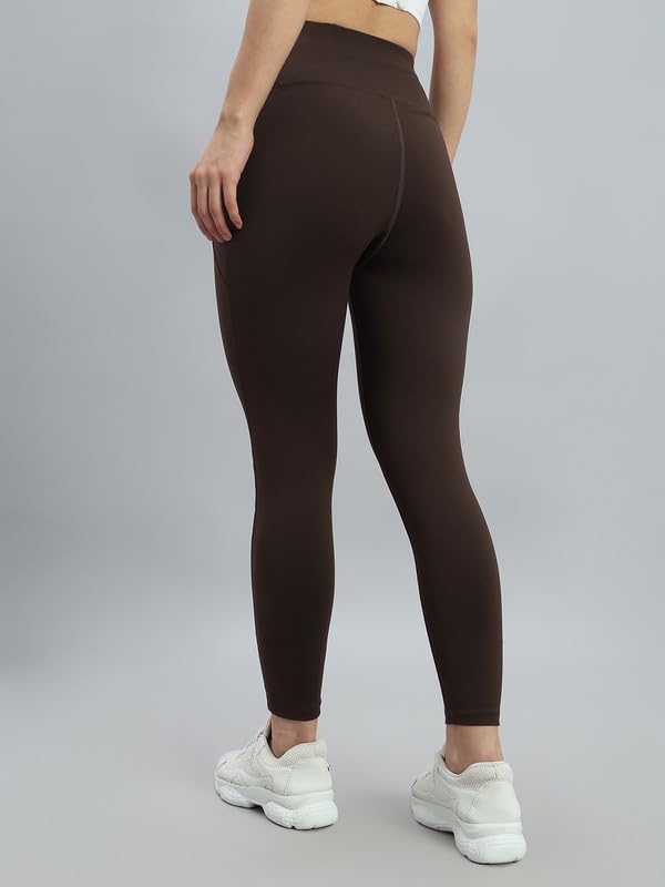 Image of GO COLORS Solid Nylon Stretch Ankle Length Training Tights | High Rise, Side Pockets
