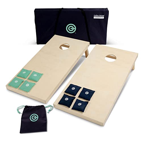 Caliber Games Solid Wood Premium Cornhole Set - 4'X2' Regulation Cornhole Game W/Carrying Case & Set Of 8 Cornhole Bean Bags W/Tote #TOP2