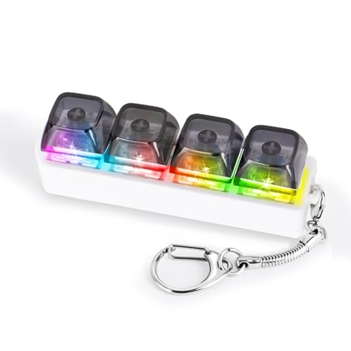 Keyboard Fidget Toy for Adults Keyboard Clicker with LED Light Keychain Fidget Stress Relief Sensory Toy
