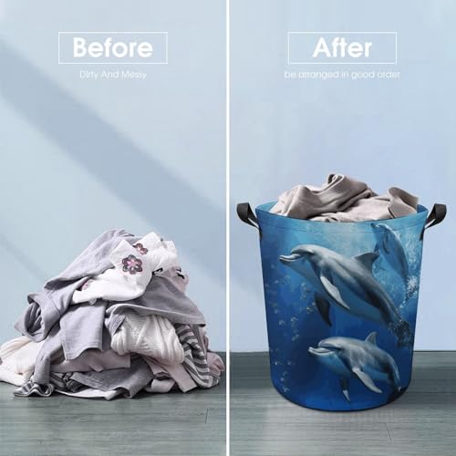 Panier à linge pliable dauphins mignons bac de rangement salle de bain - 6